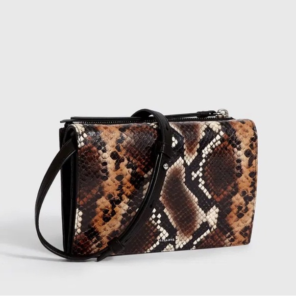 SOLD ALL SAINTS Fetch Sliver Chain Soft Leather Wallet Bag Crossbody Shoulder - Picture 9 of 10